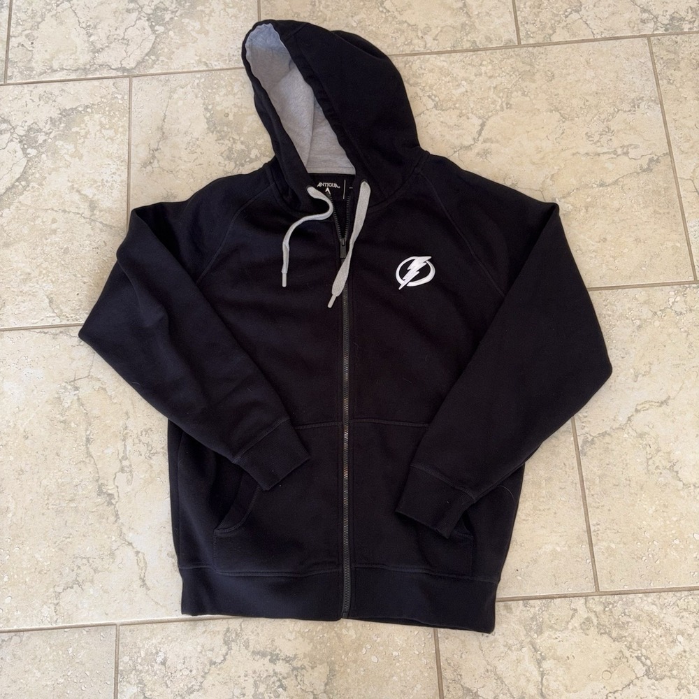 Antigua Tampa Bay Lightning Mens L Full Zip Hoodie Jacket Black
